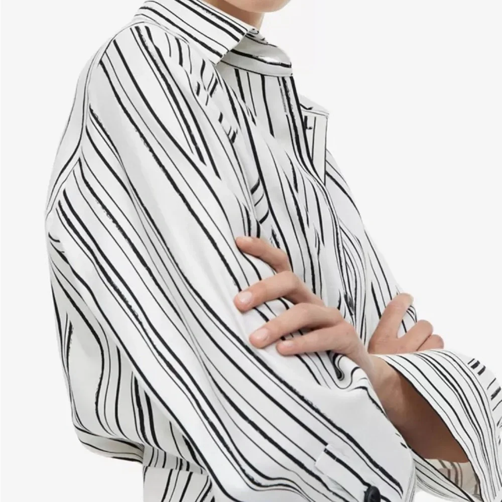 NWT H&M Linen-Blend Shirt Dress Striped